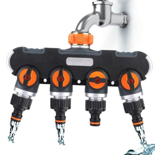 

watering equipments garden hose irrigation drip splitter 4 way rubberized tap connectors water distributor micro system