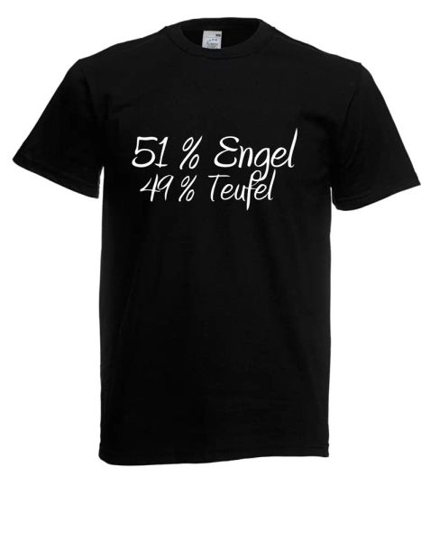 

mens t-shirt  51% angel 49% devil  size up to 5xl, White;black