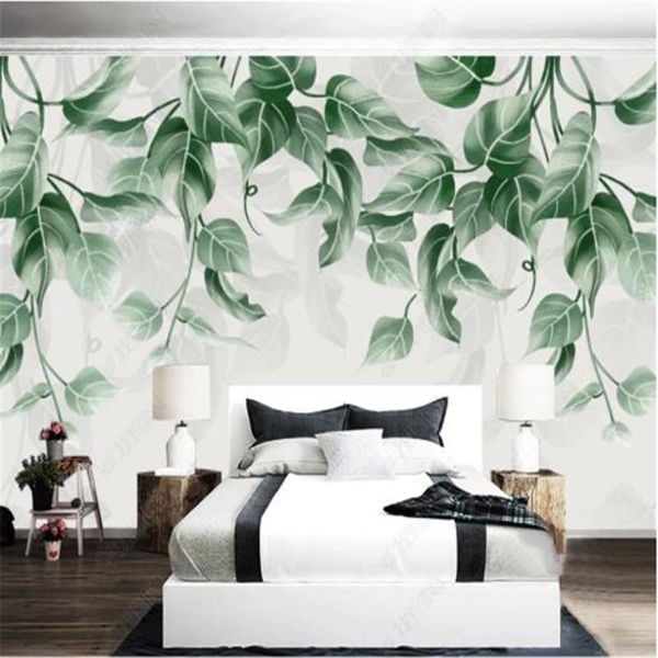 

wallpapers milofi custom 3d wallpaper mural hand-painted modern minimalist nordic tropical plants watercolor background wall