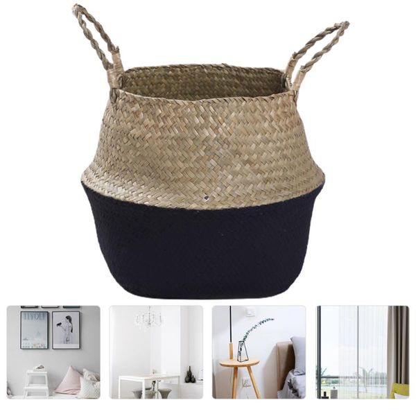 

storage baskets 1pc folding grass woven basket craft portable weaving flower
