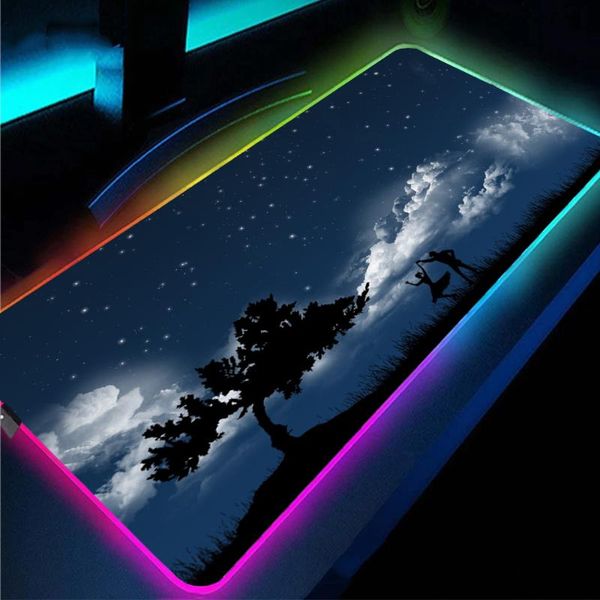

mouse pads & wrist rests pad anime rgb beautiful star blank cloud black desk mat led backlit keyboard and 3d mousepad genshin impact mousema