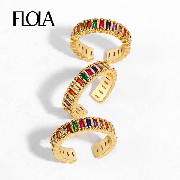 

cluster rings flola open rainbow for women gold pave cubic zirconia cuff adjustable statement jewelry anillos mujer rigj22, Golden;silver