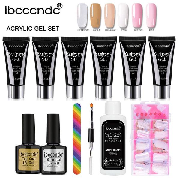 

nail art kits upgrade verison polygels kit 30ml 6color quick builder gel with base and coat liquid brush manicure tools