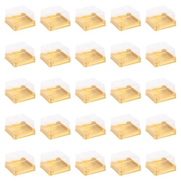 

gift wrap 50pcs square moon cake boxes egg-yolk puff container golden packing box (small)