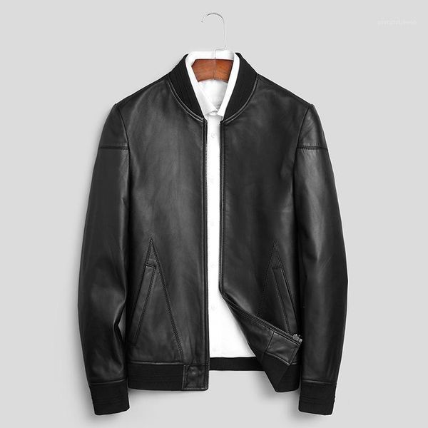 

fashion style leather coat, men's and sheep's short father's wear in autumn winter 2021 & faux, Black