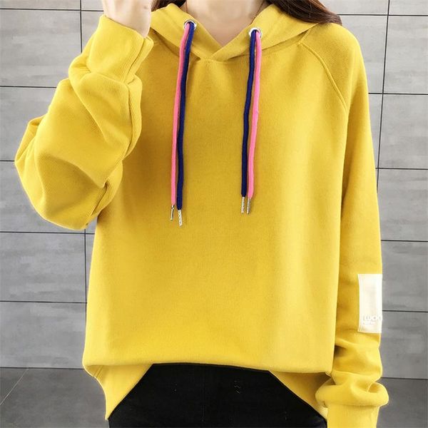 

women's hoodies & sweatshirts 2021 women fashion color sweatshirt autumn winter pure casual top, Black