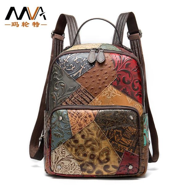 

backpack 2021 leather layer cowhide large-capacity casual trend stitching