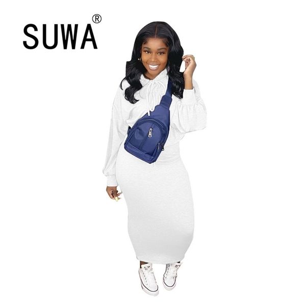 

women autumn knitted midi dresses two piece sets long sleeve pullover sweat retro skirts k-pop style streetwear wholesale 210525, White