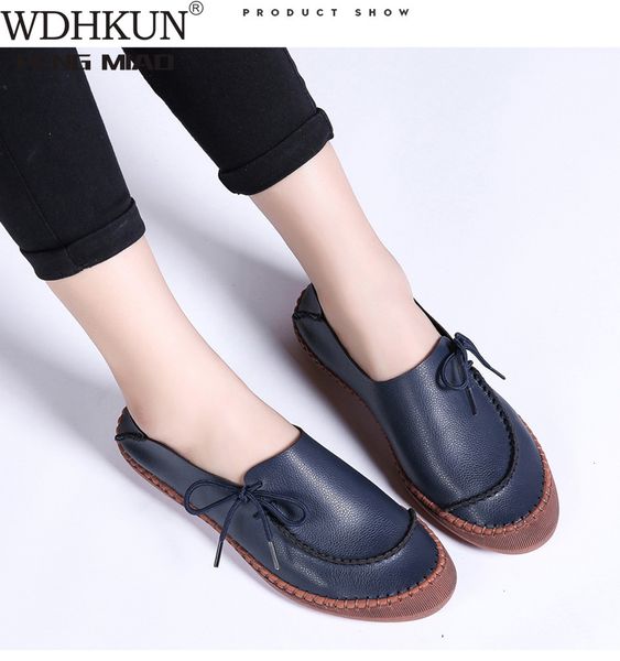 

dress shoes women ballet flats genuine leather flat slip-on woman loafers soft breathable casual ladies round toe 9vpa, Black