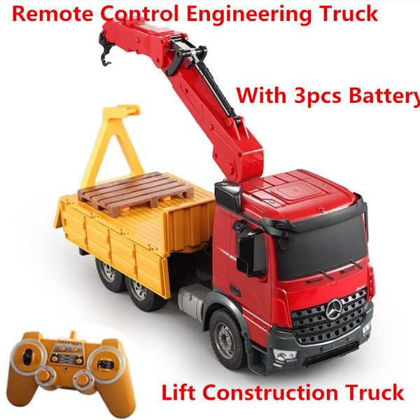 

2019 new high simulation remote control engineering truck with lift function and sound light 180 degree rotation rc crane truck