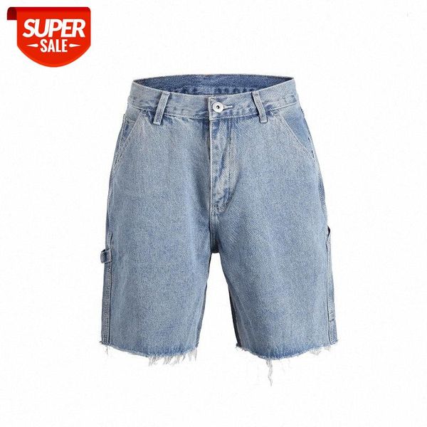 

men's denim shorts casual loose daddy hip-hop skateboard five-point jeans men #g203, Blue