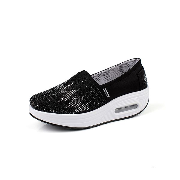 

dress shoes platform sneakers women fashion quality casual crystal sapato feminino salto 96bj, Black