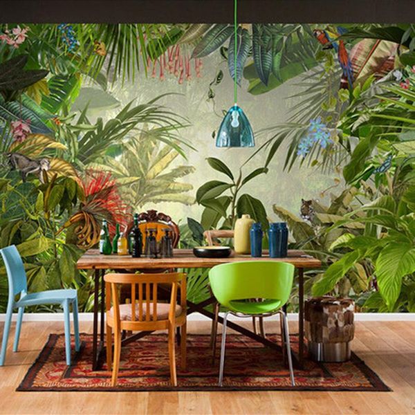

wallpapers custom po wallpaper 3d tropical rainforest banana leaf wall cloth restaurant living room backdrop covering home decor