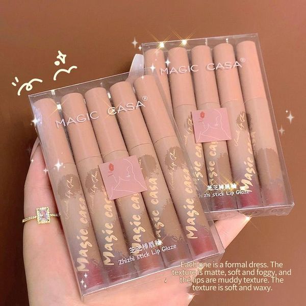 

lip gloss magic casa 5pcs/set lipstick makeup matte velcet set longlasting glaze tint women cosmetic waterproof tslm2