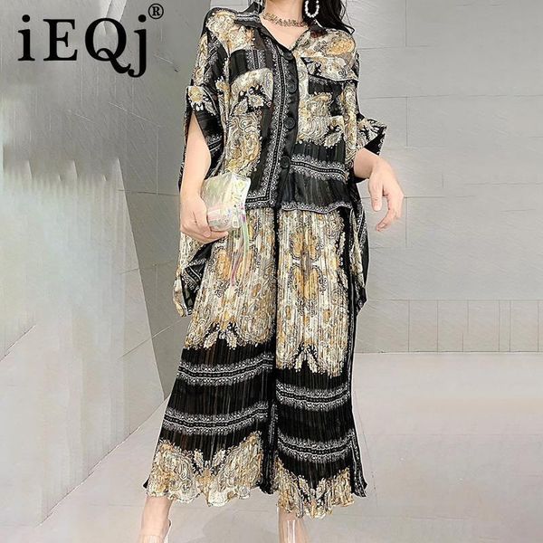 

[ewq] chiffon gold wire embroidery women tracksuits line lapel collar and print pants two piecce set 3aj961, Gray