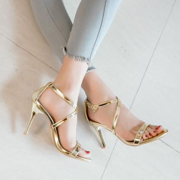 

sandals women's summer 2021 thin belt open toe button cross strap heel super high heels shoes, Black