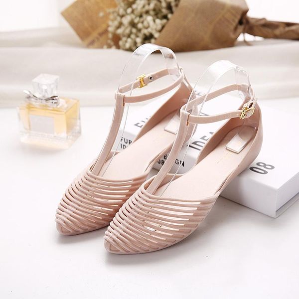 

t-strap roman sandals women cut out flat gladiator summer buckle belt bohemia woman platform jelly sandalias, Black