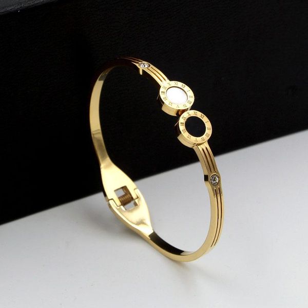

bangle black/white shell for women couple jewelry crystal roman numerals bracelet & bangles love cuff b021