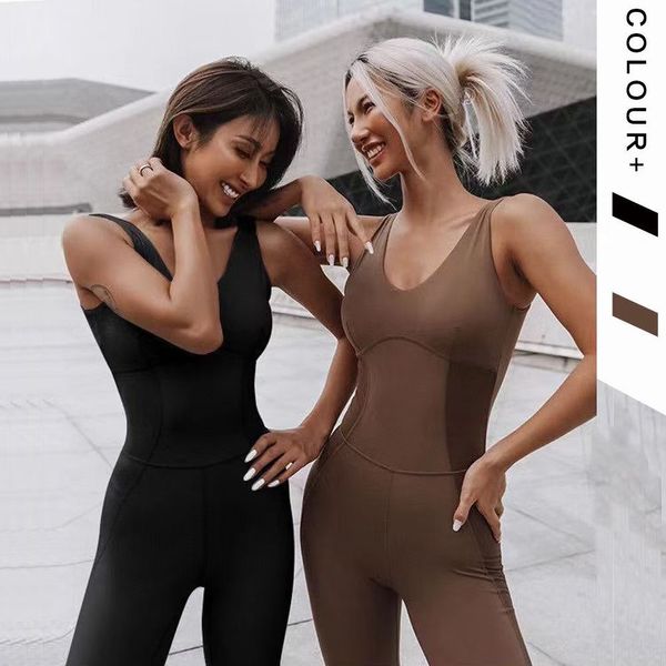 2021 Roupa esportiva respirável sem costas Terno treino treino Correr apertado Dança Roupas esportivas Academia Yoga Conjunto Y957L Y961L Cor sólida Fitness