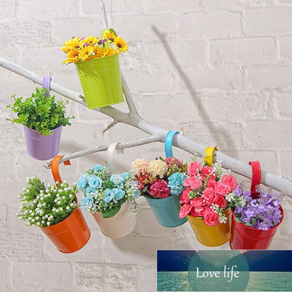 10 pcs Metal Flor Pot Fence Casa Destacável Estanho Plantador de Pendurar com Furo de Dreno Estilo Hang Bucket Holder Holder Cesta