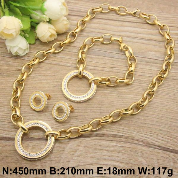 

jewelry sets new stainless steel set necklace bracelet and stud earrings fashion women for party gift sbjeayeg, Black