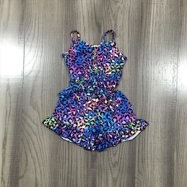 

baby girls spring summer tie dyed leopard print milk silk romper, White