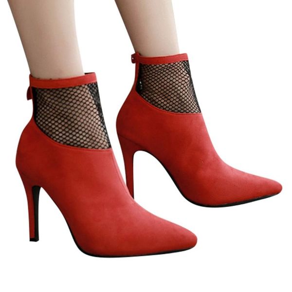 

boots plus size ankle for women platform zipper high heel thin short boot ladies casual footwear, Black