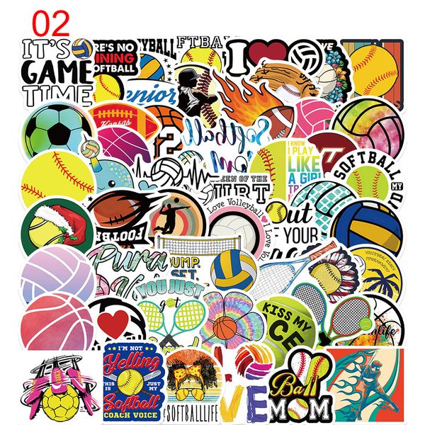 

50pcs ball sport stickers non-random for car bike luggage sticker lapskateboard motor water bottle snowboard wall decals kids gifts