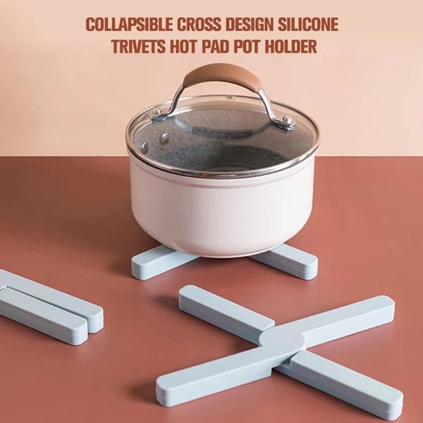 

mats & pads pot cushion collapsible cross design silicone trivets pad holder heat resistant multi-function kitchen tool accessories