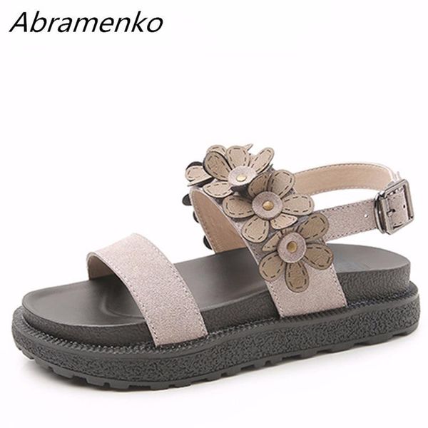 

platform women shoes sandals flower ladies khaki for summer 2021 style plus size 34-43, Black