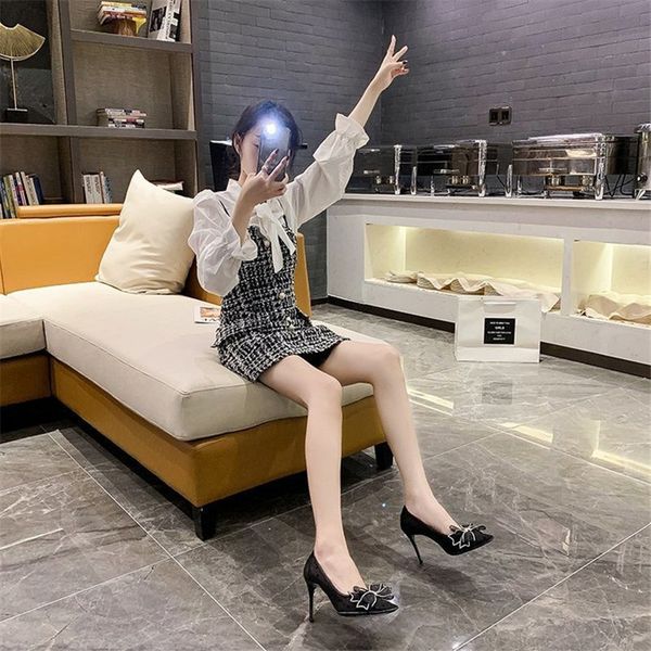 

new bowknot high heel women sandals pointed toe lace mules sandals shoes vintage heel women sandals fashion wedding heels y0406, Black