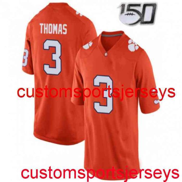 

stitched clemson tigers #3 xavier thomas 150th orange ncaa jersey custom any name number xs-5xl 6xl, Black
