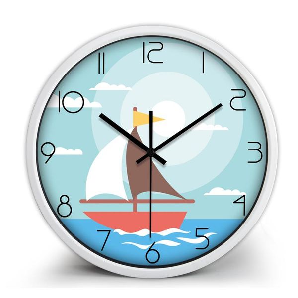 

wall clocks boy room lovely cute boat cartoon non ticking glass clock