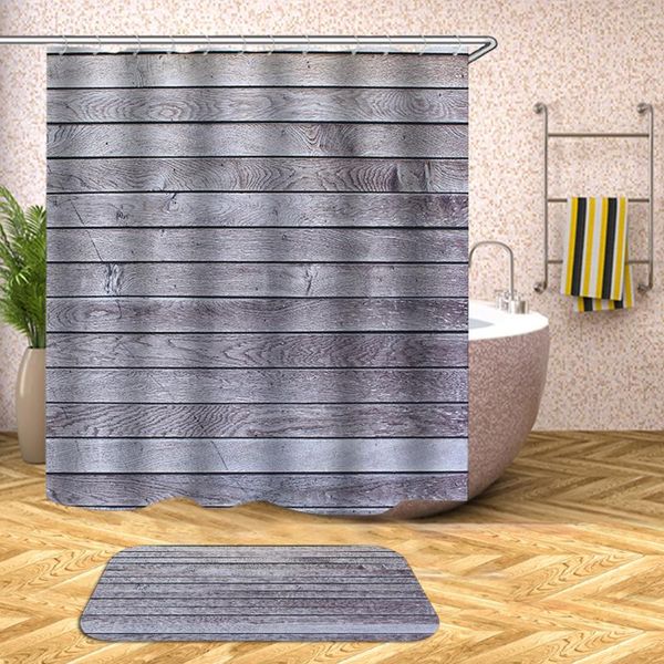 

vintage wood shower curtain for bathroom waterproof bath polyester curtains