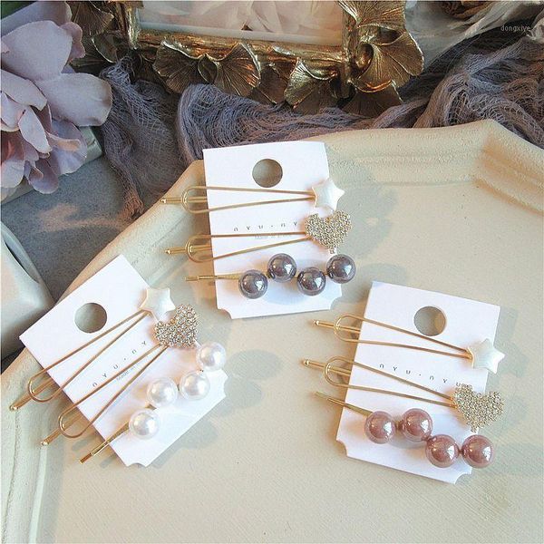 

pcs/set fashion crystal rhinestones heart shaped hairpins imitation pearl star beads hair clips for women girls jewelry gifts1