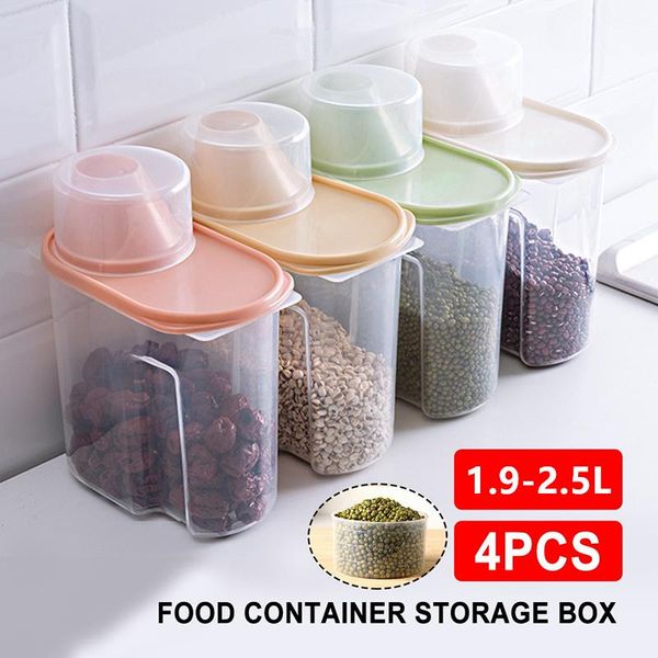 

storage bottles & jars 4pcs/set fashion grain sealed tank kitchen fridge cereal dispenser dry food container home supplies