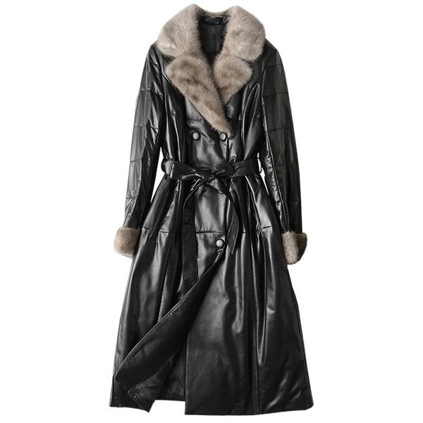 

women's leather & faux zero and pure 2021 coats women long cultivate morality sheep mink coat, Black