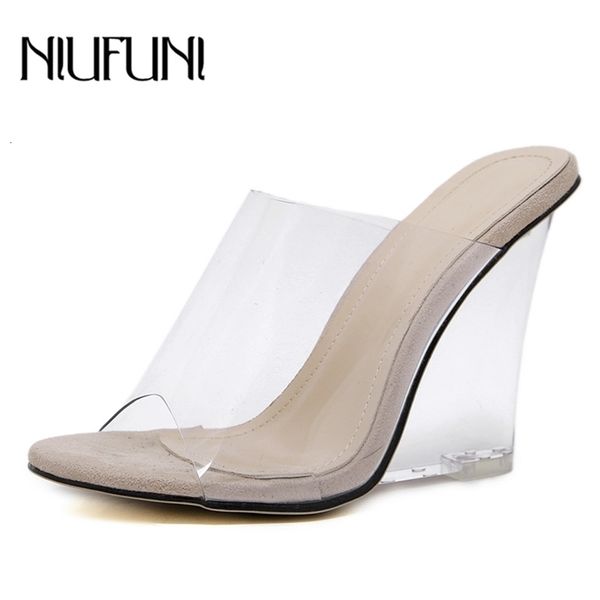 

2 colors transparent crystal women's slippers heel slides high heels women shoes fashion wee sandals 210310, Black