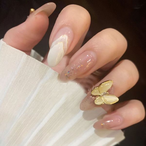 

handmade finished fake butterfly removable nail wearing patch, Red;gold