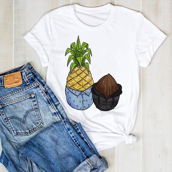 

men pineapple short sleeve mens t shirt print lady fruit beach ladies summer tee female clothes graphic, White;black