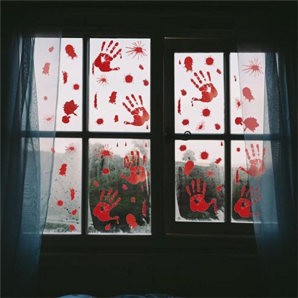 

wall stickers horror blood handprint footprint fingerprint halloween sticker window floor decor haunted house