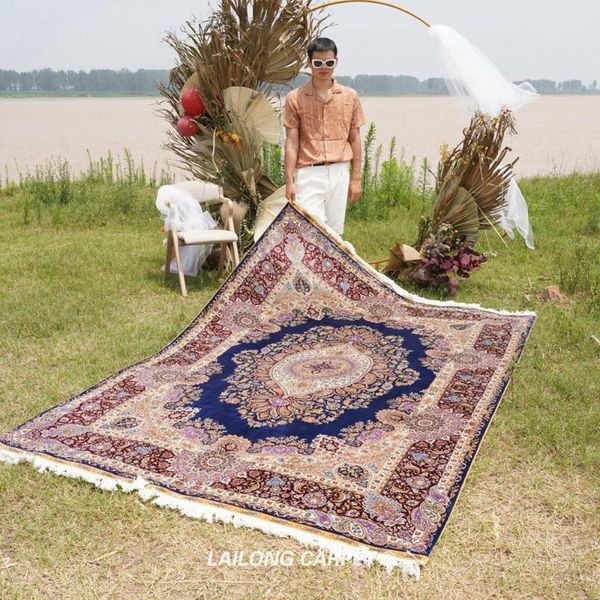 

carpets 6'x9' parlor hand knotted rug purple handmade bedroom silk chinese carpet (yl0721)