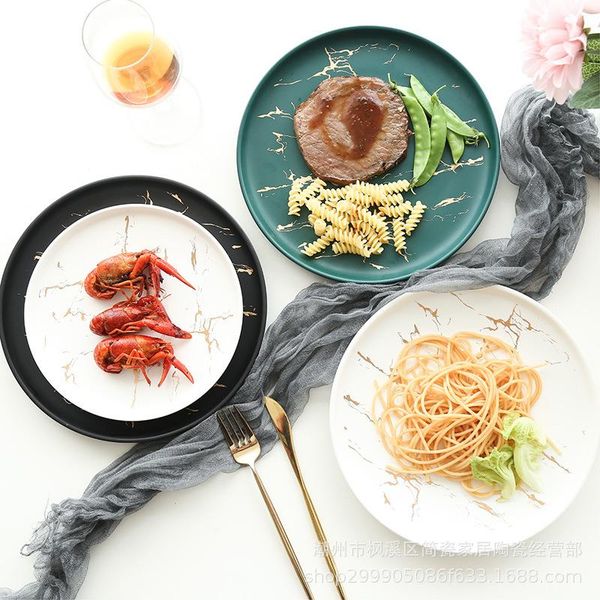 

dishes & plates household nordic breakfast dessert ceramic western plate steak marble modern creative round kitchen supplies