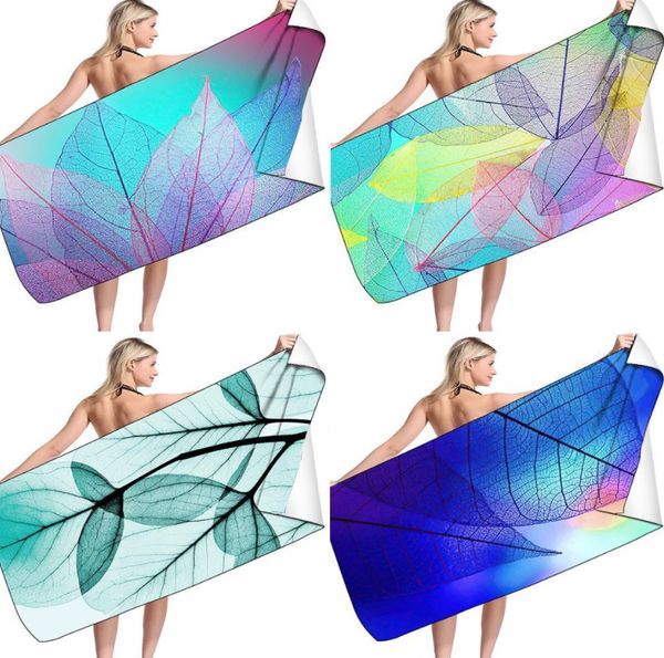 O mais recente toalha de praia impressa 160x80cm, estilo de folha, fibra ultra-fina, à prova de sol e secagem rápida, pode ser usada. Suporte o logotipo personalizado