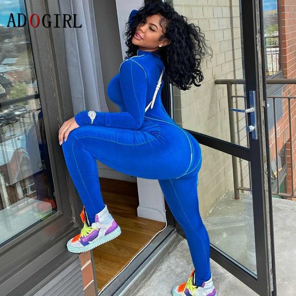 

gym clothing adogirl women long sleeve turtleneck jumpsuit workout active wear rompers bodycon fitness playsuit skinny solid overalls, White;black