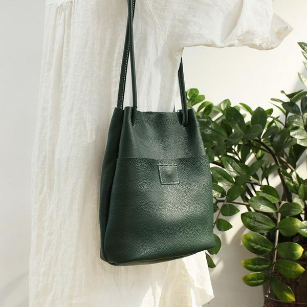 

evening bags women's bag 2021 messenger soft leather bucket sweet art