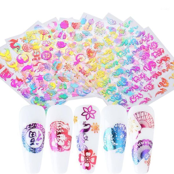 

chinese dragons year nail stickers 5d self-adhesive decals for art designs diy decoration accessories nfdp385-3961, Black