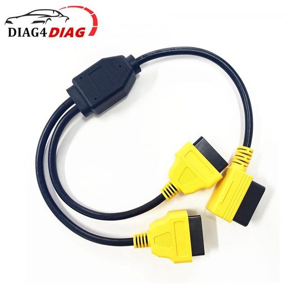 

50cm obd2 1 to 2 extension cable 16 pin socket 90 degree l-shaped conversion dual female y splitter cord diagnostic tools