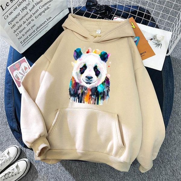 

women's hoodies & sweatshirts 2021 harajuku street style women hooded cute panda vintage trend aesthetic clothes autumn warm plush spor, Black