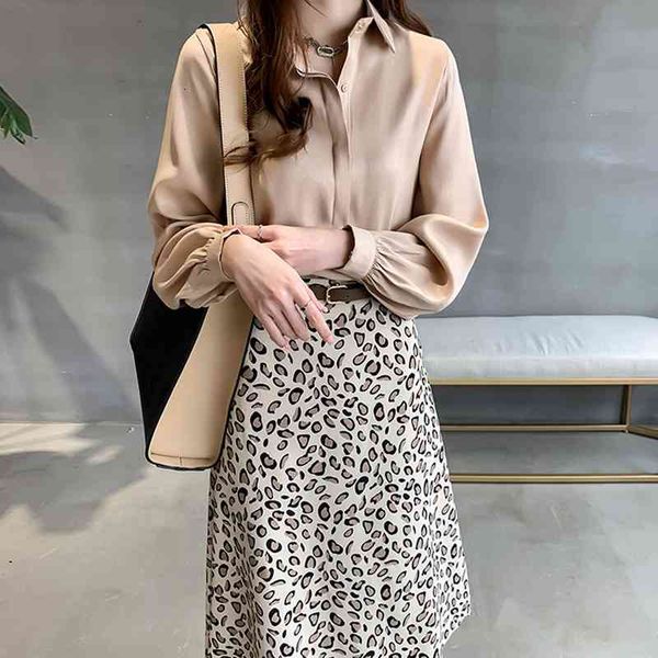 

women's knits & tees basic solid color and blouse long sleeve turn down collar elegant for work female plus size autumn fashi, White